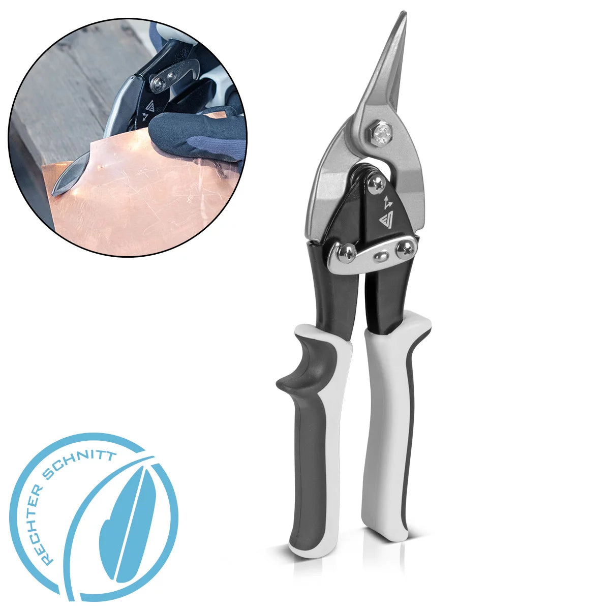 STAHLWERK tin snips right cut professional metal scissors | sheet metal cutter | Metal cutter for professional cutting of metal sheets