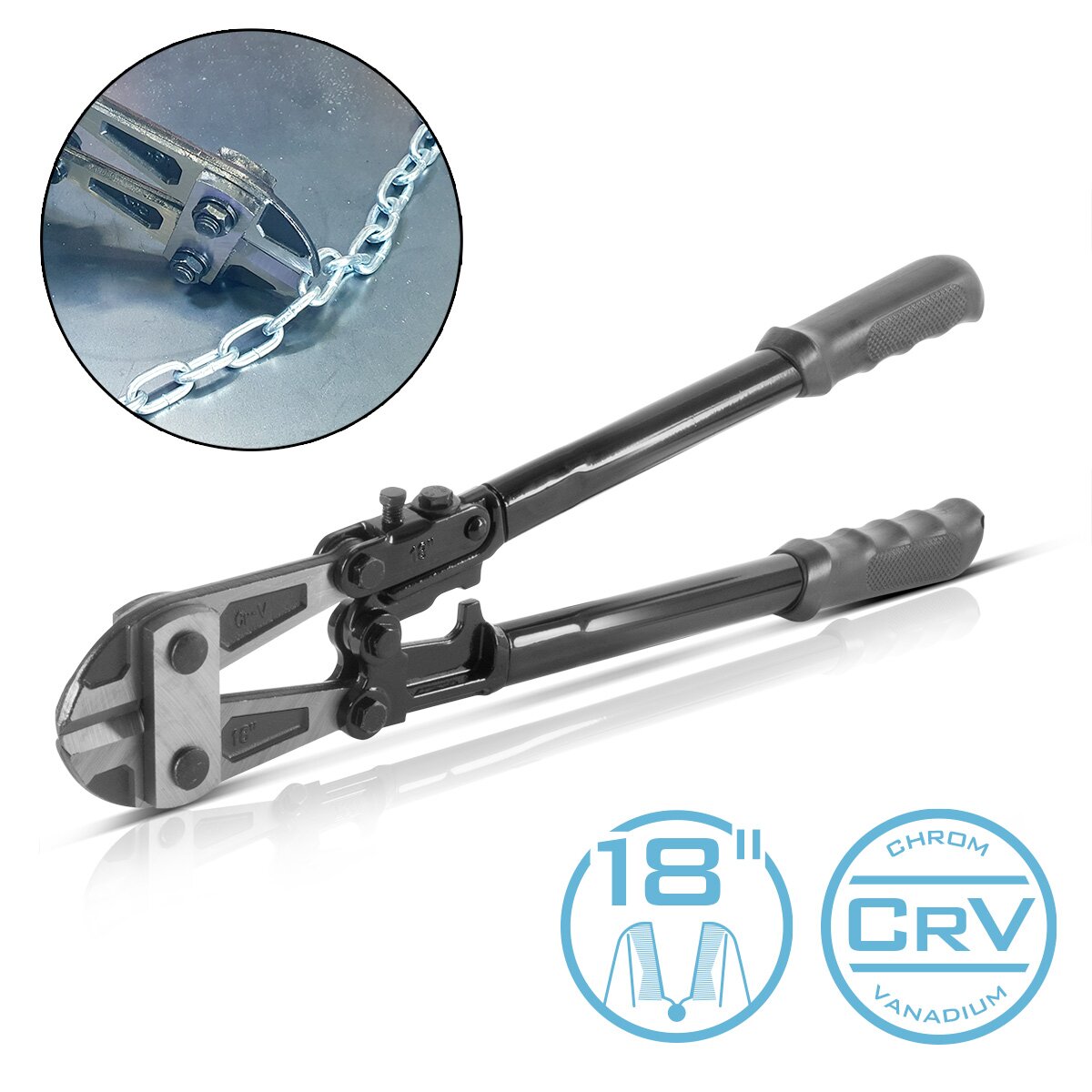 STAHLWERK bolt cutter 18" chrome vanadium professional bolt scissors | steel cutter | mesh cutter | structural steel scissors | metal cutter with hardened cutting jaws