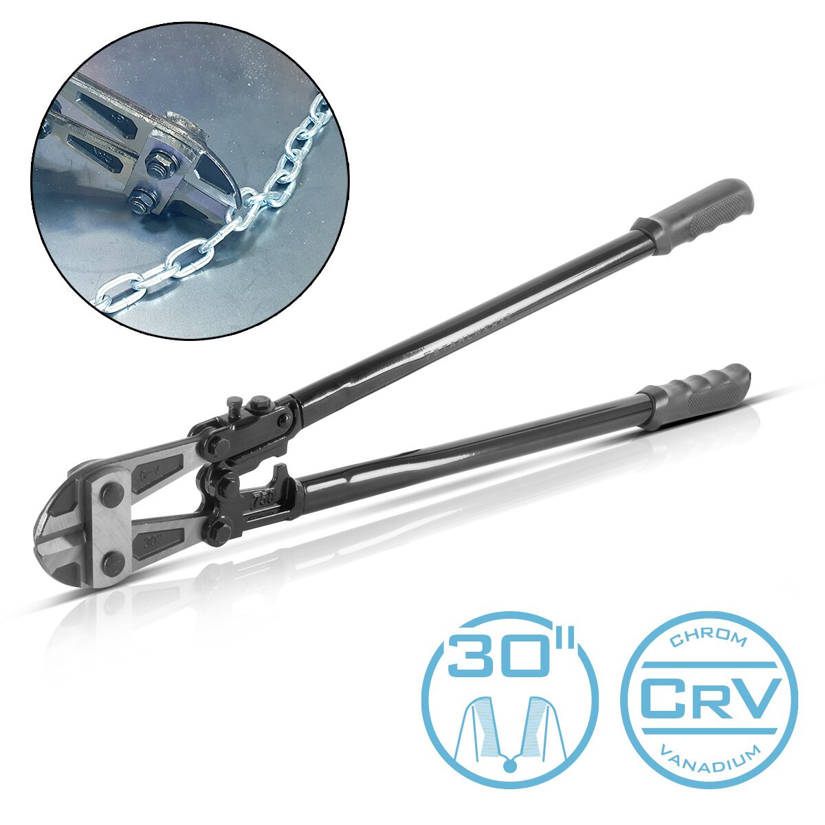 STAHLWERK bolt cutter 30" chrome vanadium professional bolt scissors | steel cutter | mesh cutter | structural steel scissors | metal cutter with hardened cutting jaws