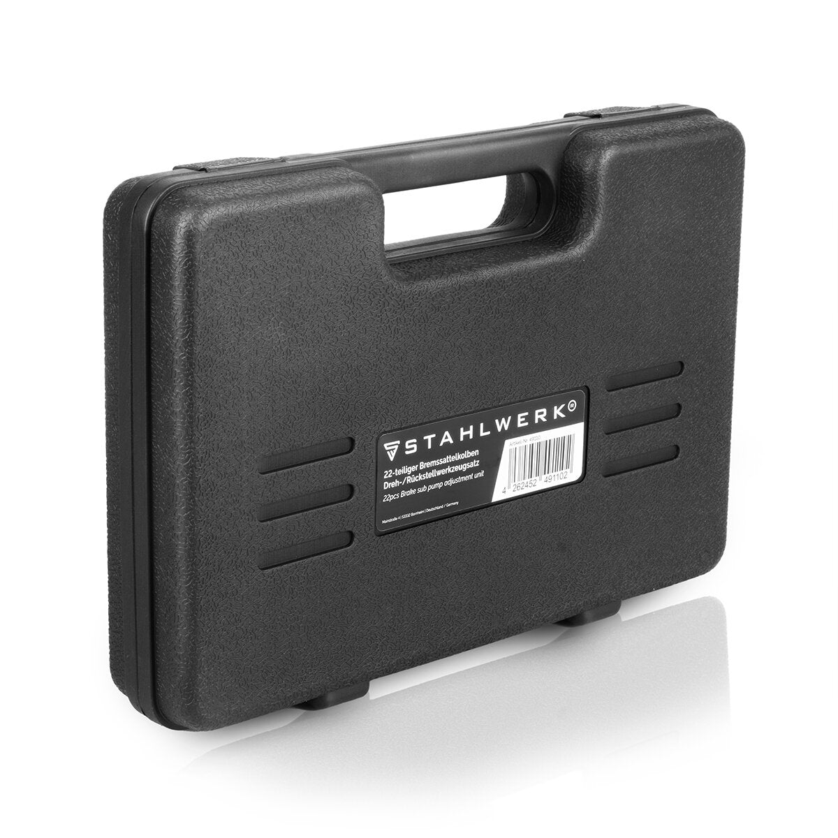 STAHLWERK Kit de réinitialisation du piston de frein 22 pièces Réinitialiseur de piston d'étrier de frein | Réinitialisation des freins | Réinitialisation du piston | Jeu d'outils de réinitialisation pour pistons d'étrier de frein automobile