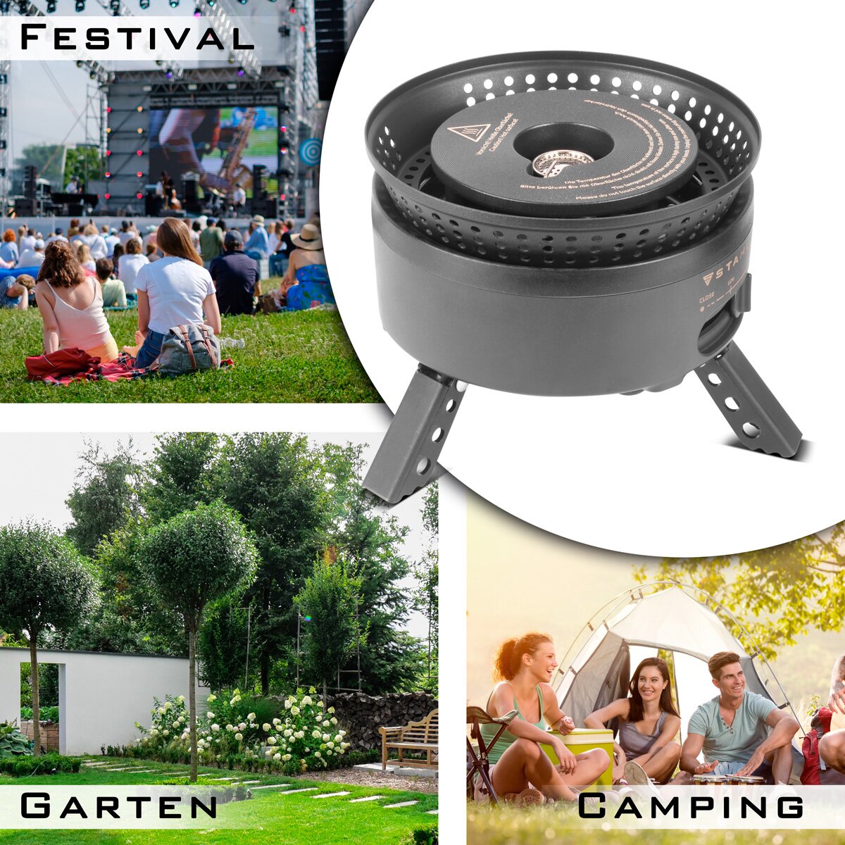 STAHLWERK Camping-Kocher CK-700 ST 2-in1 Elektro- und Gaskocher | Outdoor-Kocher | Camping-Geschirr | Kartuschen-Kocher | Camping-Koch-Set mit Topf und Pfannen