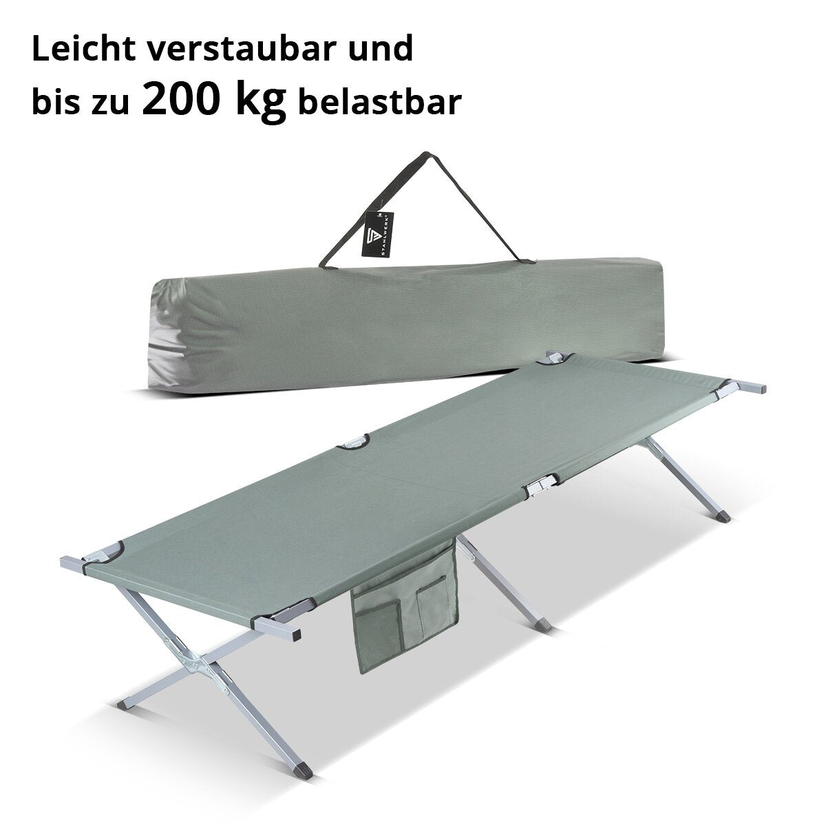 STAHLWERK camping lounger CL-210 ST folding XXL camp bed with 200 kg load capacity 210 x 72 cm camping bed | folding bed | folding bed | Folding lounger | Guest bed | Folding lounger with transport bag