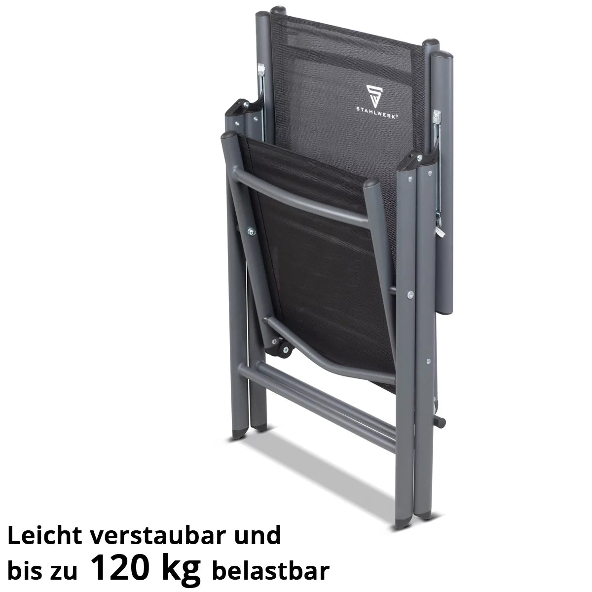 STAHLWERK Chaise de camping CS-103 ST Lot de 4 chaises de jardin | Chaise pliante | chaise pliante | Chaise en aluminium | Chaise à dossier haut | Meubles de terrasse | Chaise de pêche | Chaise de balcon avec accoudoir et dossier réglable