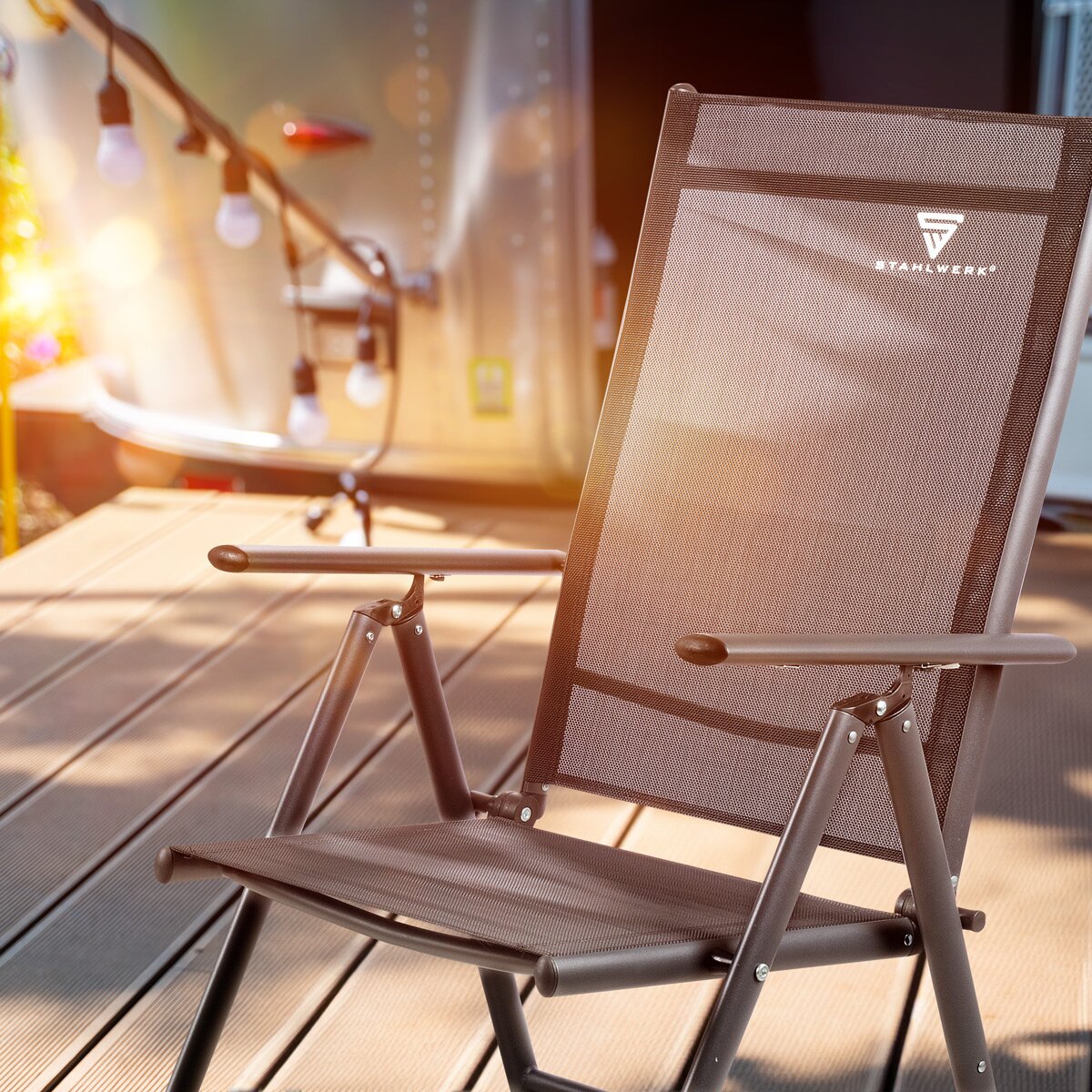 STAHLWERK chaise de camping CS-103 ST chaise de jardin | Chaise pliante | chaise pliante | Chaise en aluminium | Chaise à dossier haut | Chaise de terrasse | Chaise de pêche | Chaise de balcon avec accoudoir et dossier réglable