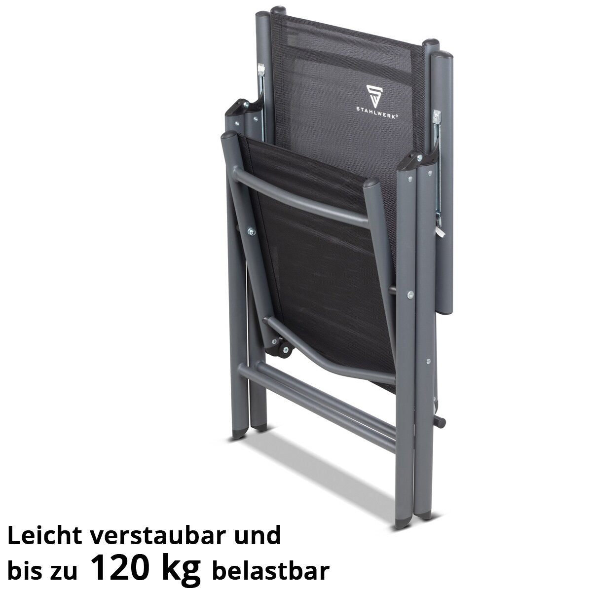 STAHLWERK chaise de camping CS-103 ST chaise de jardin | Chaise pliante | chaise pliante | Chaise en aluminium | Chaise à dossier haut | Chaise de terrasse | Chaise de pêche | Chaise de balcon avec accoudoir et dossier réglable