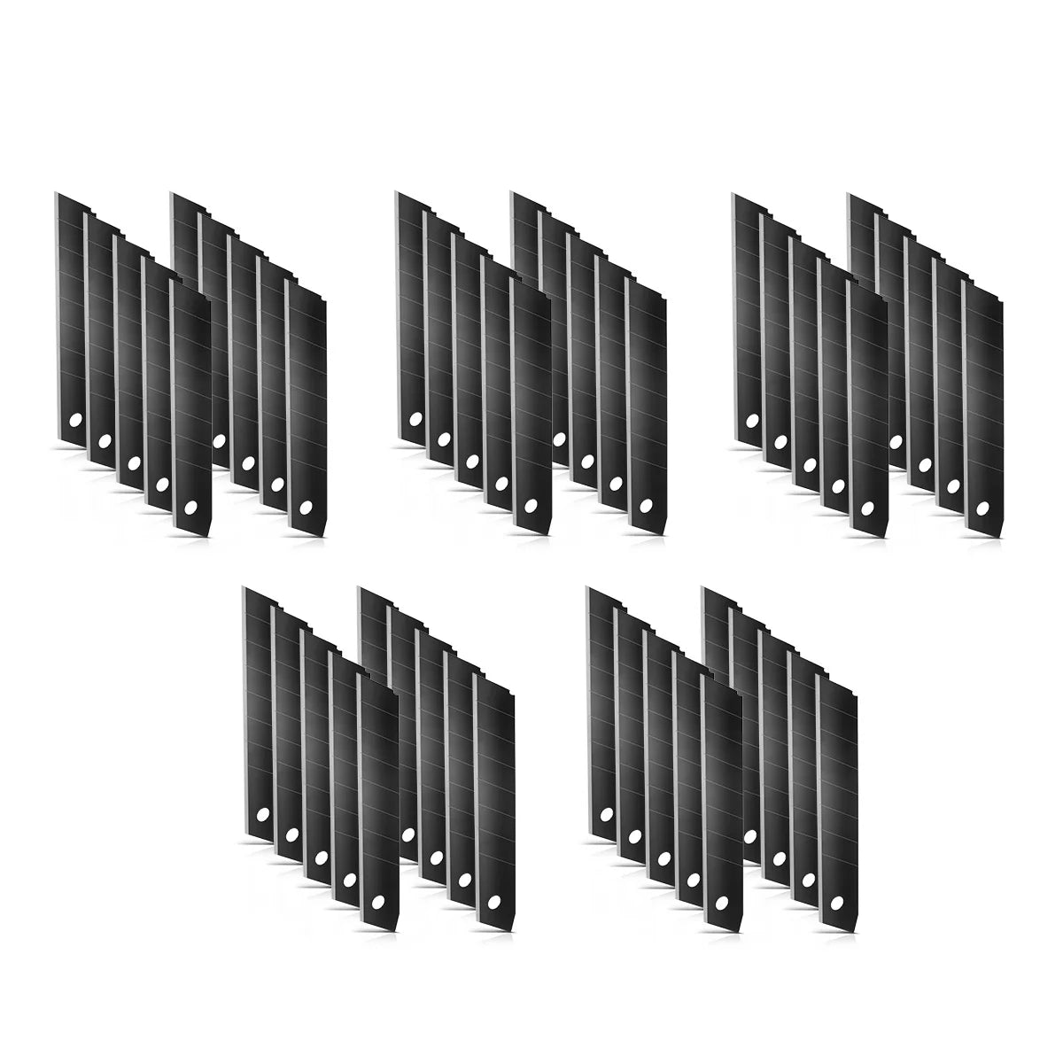 Klingen 18 mm für Cuttermesser im 50er Set präzisionsgeschliffene, schwarze Abbrechklingen | Ersatzklingen | Cuttermesserklingen | Teppichmesserklingen | Cutterklingen