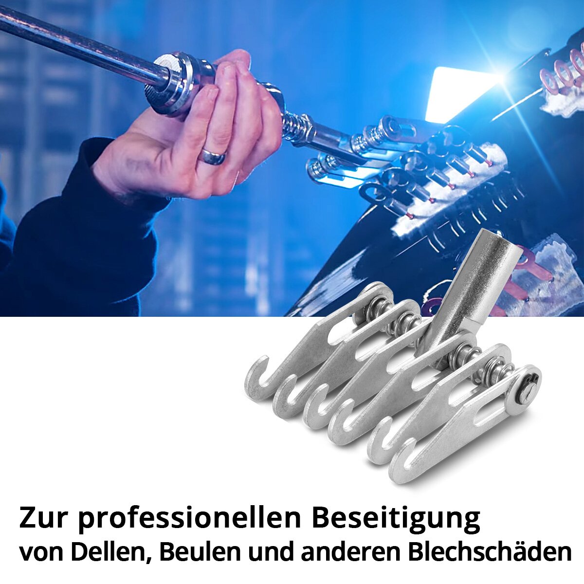STAHLWERK Dellenzieher Set mit Ausbeulkralle und verchromtem Gleithammer | Smart Repair Zubehör für Ausbeulspotter | Dellenlifter Ausbeulwerkzeug zur professionellen Reparatur von Kfz-Karosserien