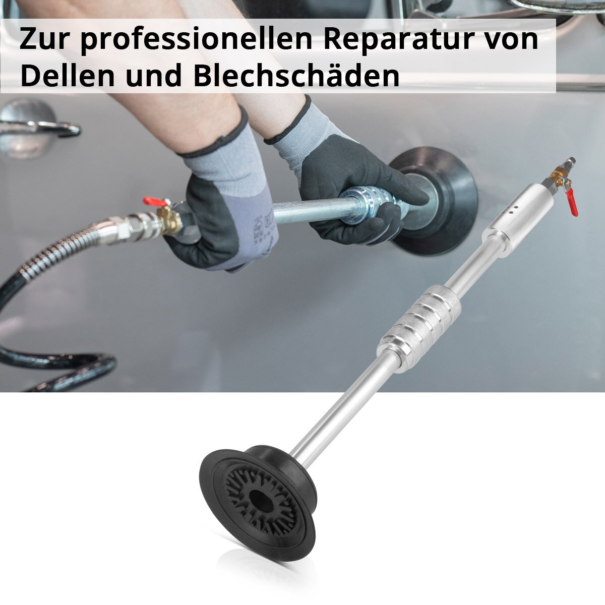 STAHLWERK Dellenzieher PDZ-620 ST Pneumatischer Gleithammer | Saugnapf-Zughammer | Dellenlifter | Ausbeuler | Smart Repair Ausbeulwerkzeug zur professionellen Reparatur von Kfz Karosserien