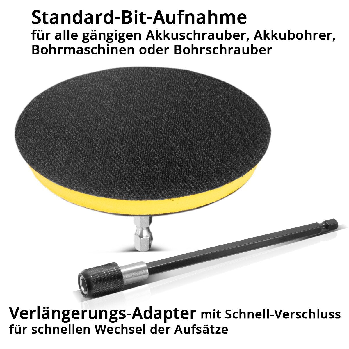 STAHLWERK brush attachment set of 45 for cordless screwdrivers and drills, Velcro sanding pads, cleaning brushes and polishing sponges with standard bit holder including extension adapter