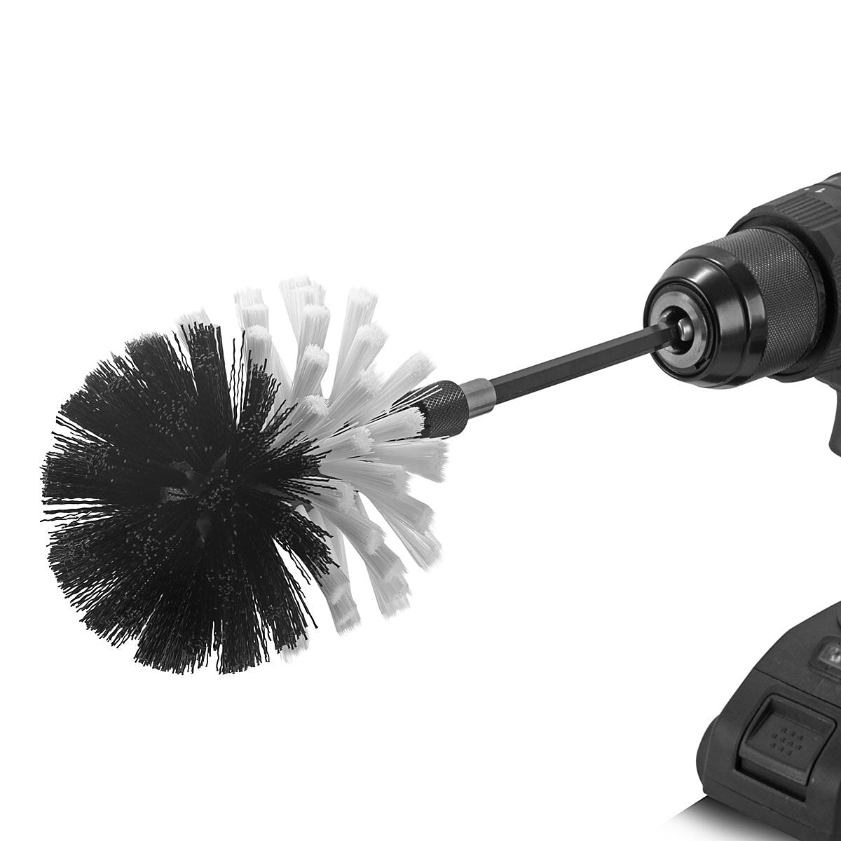 STAHLWERK brush attachment set of 4 for cordless screwdrivers and drills, cleaning, polishing and detailing brushes with standard bit holder including extension adapter