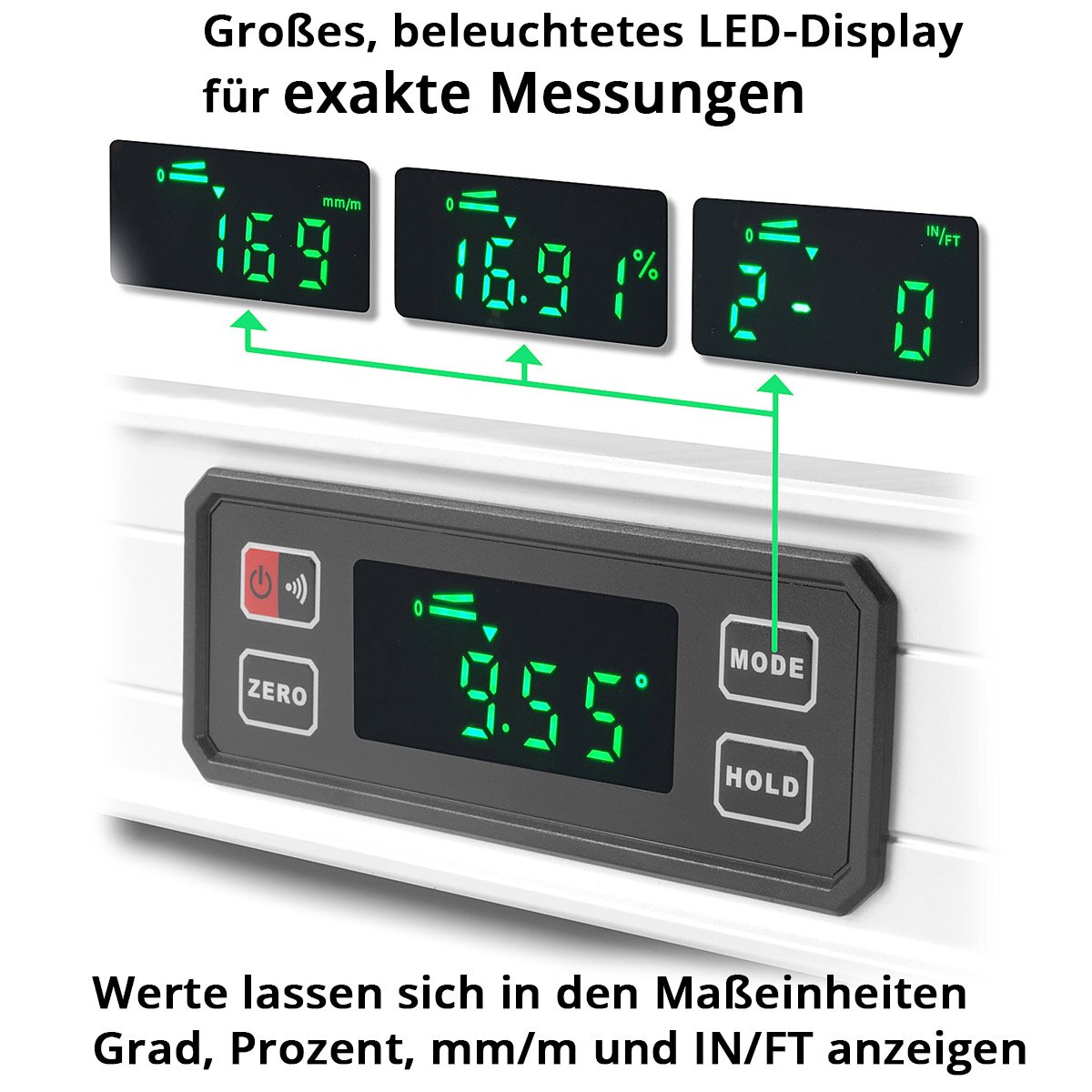 STAHLWERK Digitale Wasserwaage DW-300 ST aus Aluminium mit 300 mm Länge magnetische Richtwaage | Magnet-Wasserwaage | Aluminium-Wasserwaage | Digital-Wasserwaage | Winkelmesser