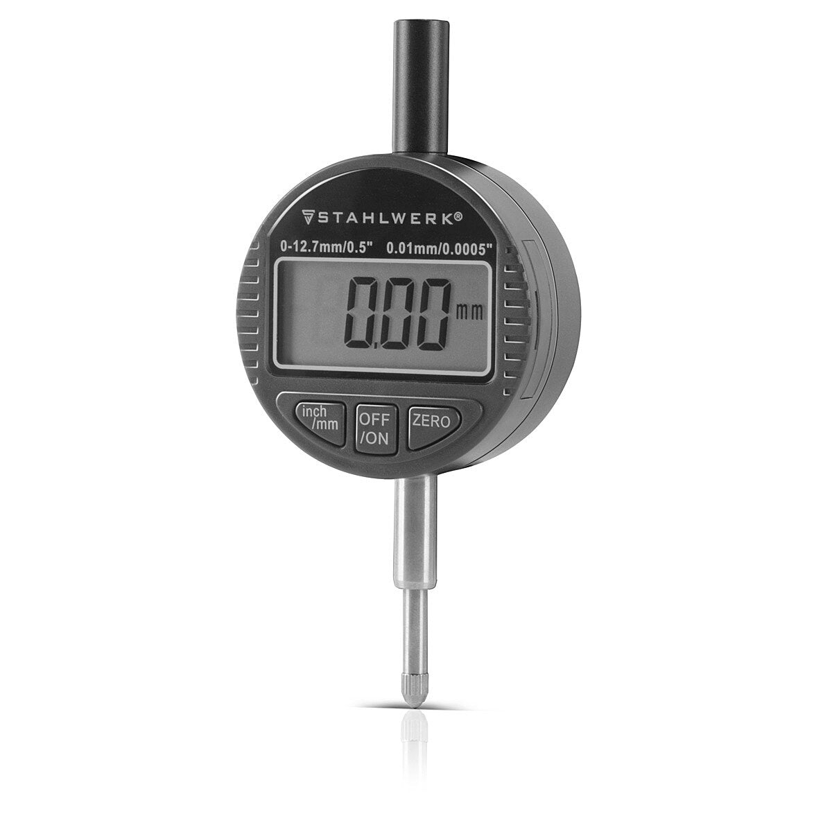 Comparateur numérique STAHLWERK avec plage de mesure 0-12,7 mm (0,5"), sonde de mesure pour des mesures précises en millimètres et en pouces