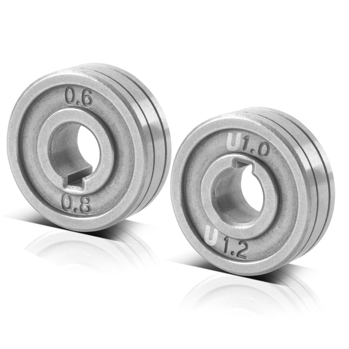 STAHLWERK set of 2 wire guide rollers / wire feed rollers with 0.6 / 0.8 mm V-profile and 1.0 / 1.2 mm U-profile for welding aluminum, cored wire and solid wire with MIG MAG welding machines