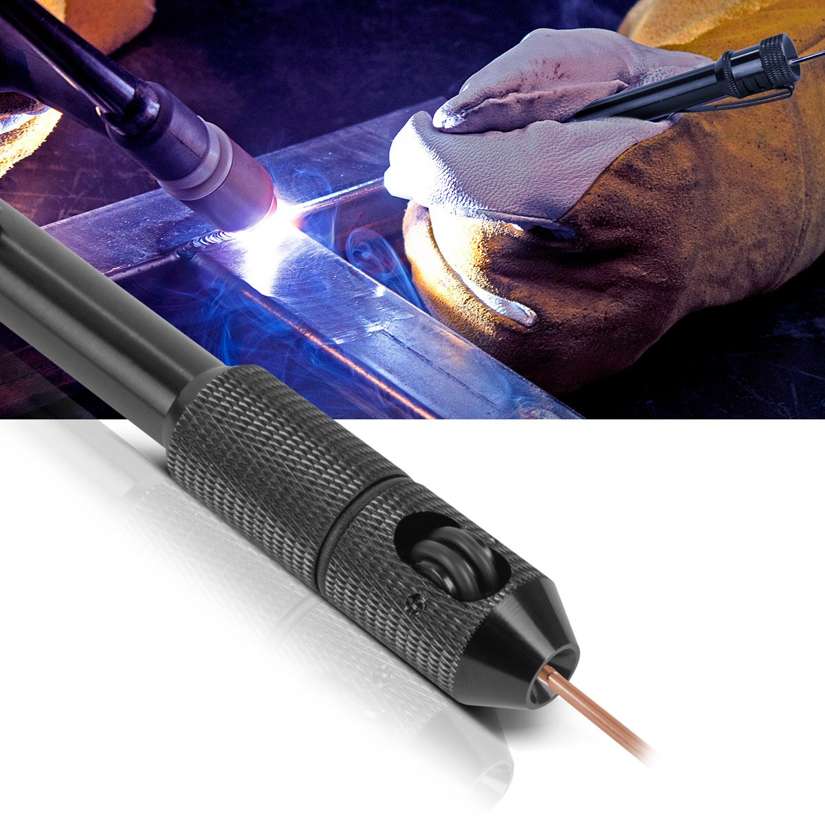 STAHLWERK TIG Pen | Drahtvorschubstift | WIG Schweißdrahthalter | Schweißstabhalter | Schweißvorschubstift | WIG Stift für Schweißstäbe von 0,8-3,2 mm