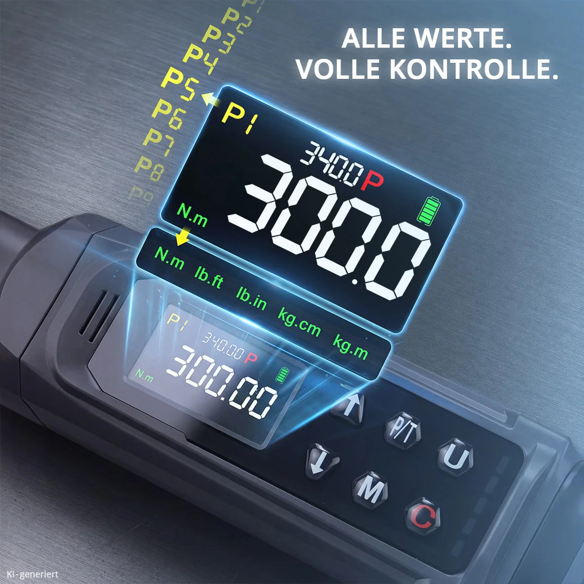 STAHLWERK Digitaler Drehmomentschlüssel 2-135 Nm 3/8"-Aufnahme | 72 Zähne | 420 mm | mit Eichzertifikat |Umschaltknarre | Ratschenschlüssel | Ratsche | LED-Anzeige und Transportbox