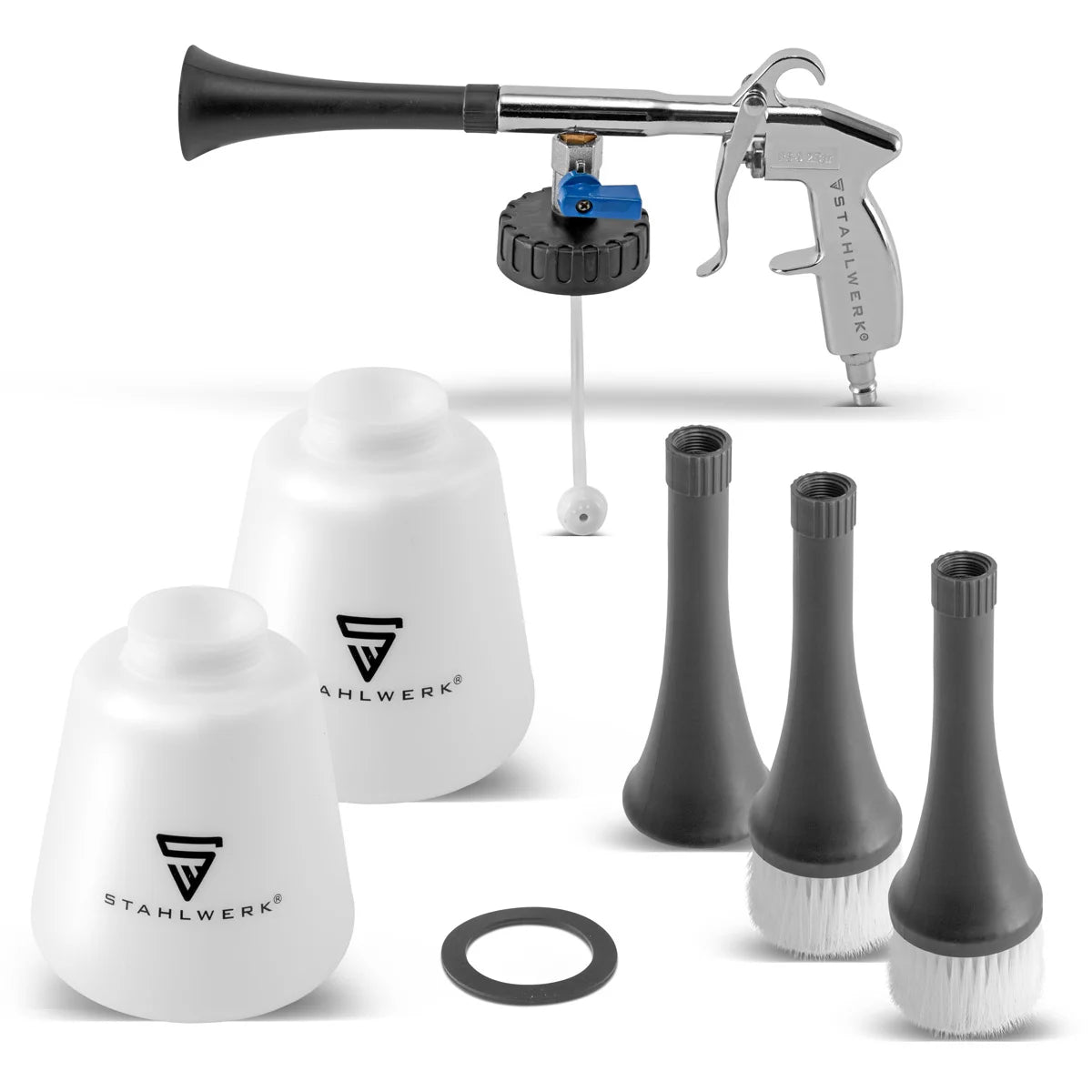 Pistola de limpieza de aire comprimido STAHLWERK RP-90 ST con juego de accesorios | Limpiador de aire comprimido con efecto remolino | Limpiador de interiores | pistola de lavado | Pistola de soplado automotriz para limpiar superficies sucias.