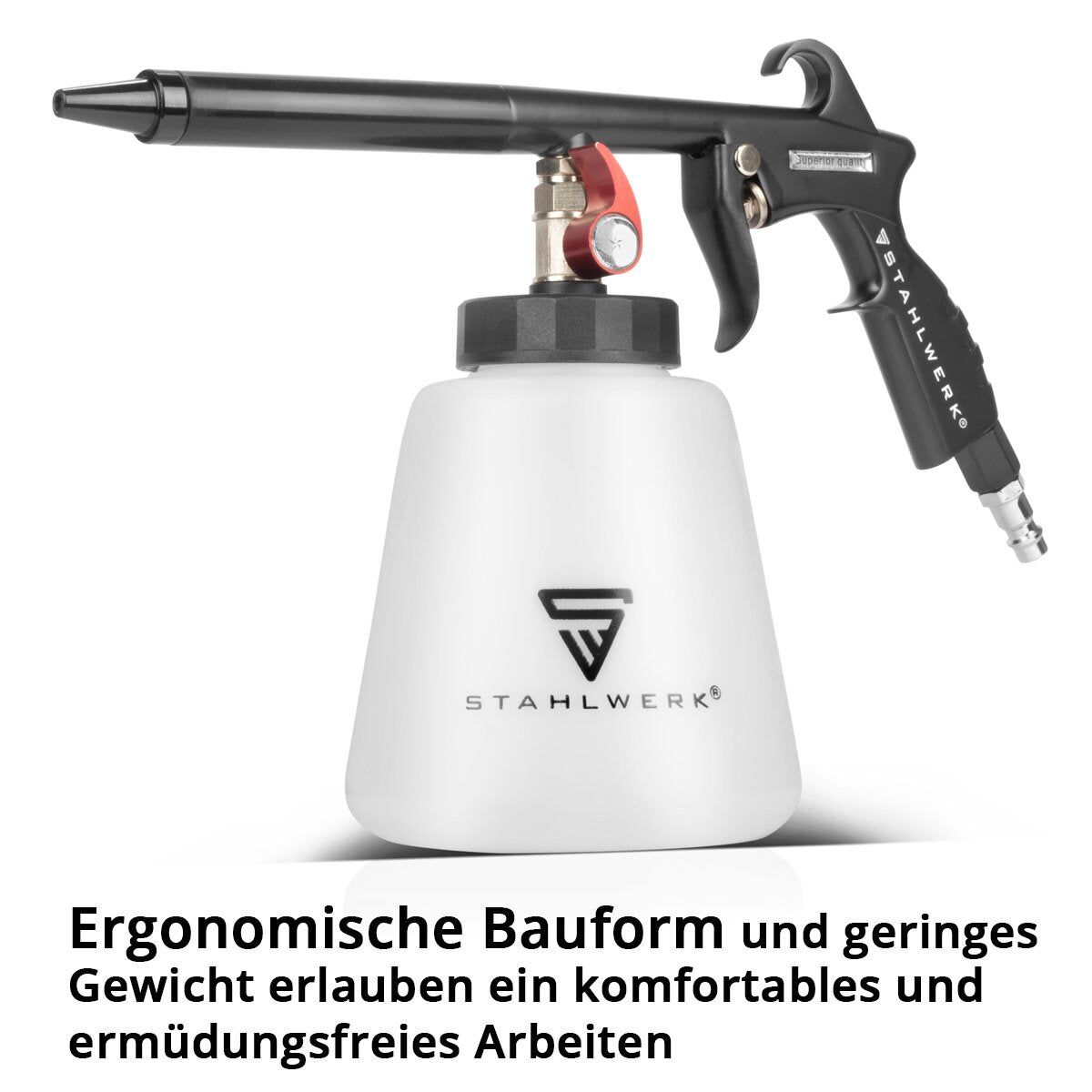 STAHLWERK compressed air cleaning gun RP-93 ST | Professional compressed air cleaner for effective car washing and cleaning various surfaces | Blow gun for vehicle preparation with removable 1 liter container