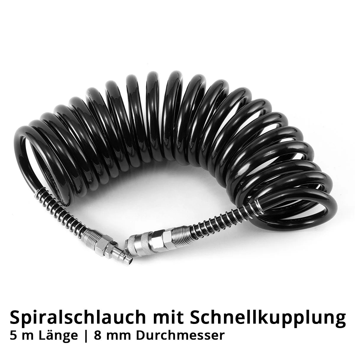 STAHLWERK Druckluftset 5-teilig |Druckluftwerkzeug inklusive Lackierpistole, Ausblaspistole, Reinigungspistole mit Behälter, Reifenfüller mit Druckmesser und 5 Meter Spiralschlauch zum Anschluss