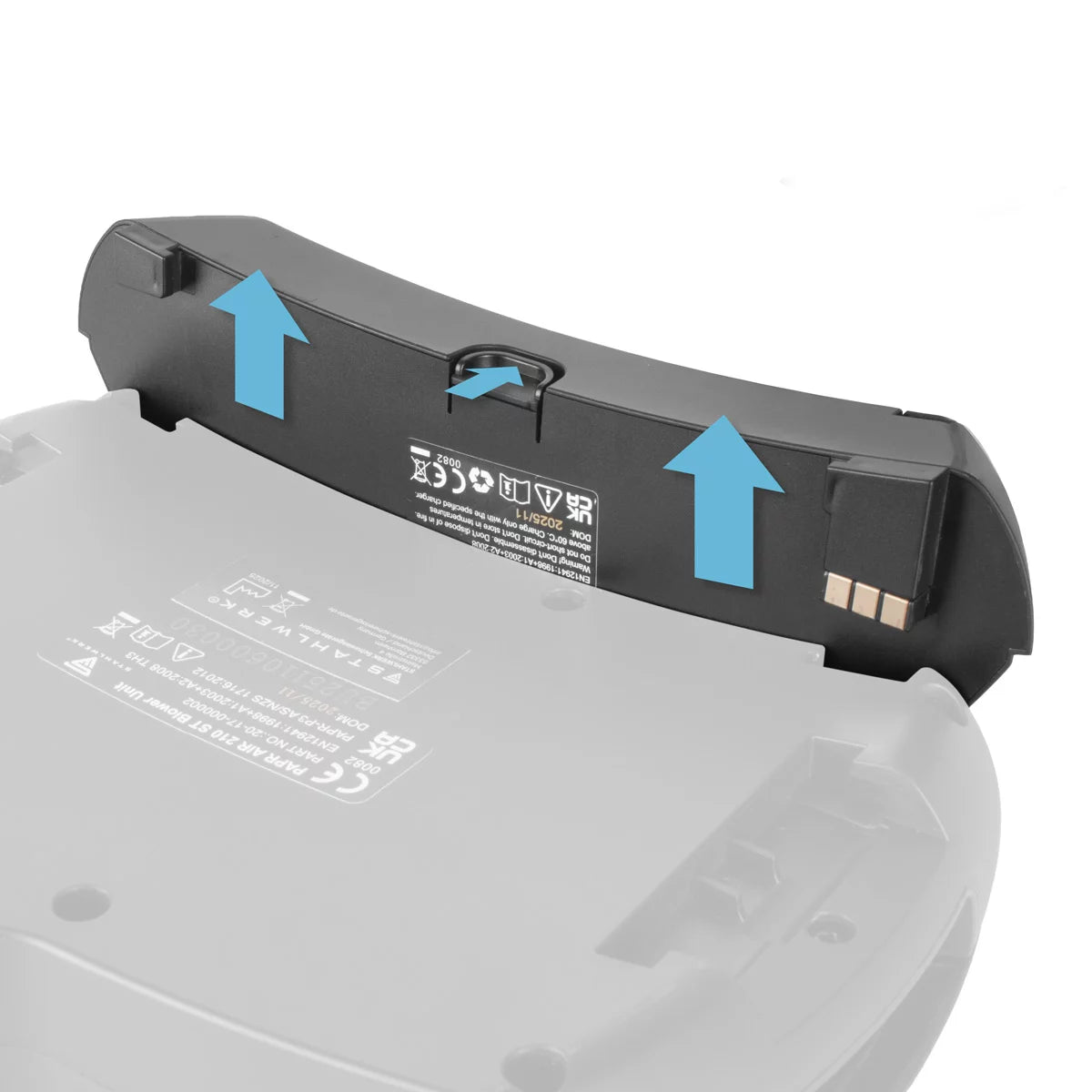 Batterie de rechange STAHLWERK pour casques de soudage à air frais avec unité de ventilation | Batterie Li-Ion 2,6 Ah | Accessoires pour masques de soudage MASTER AIR et BOOSTER AIR | Système de filtration d'air neuf PAPR AIR 210 ST