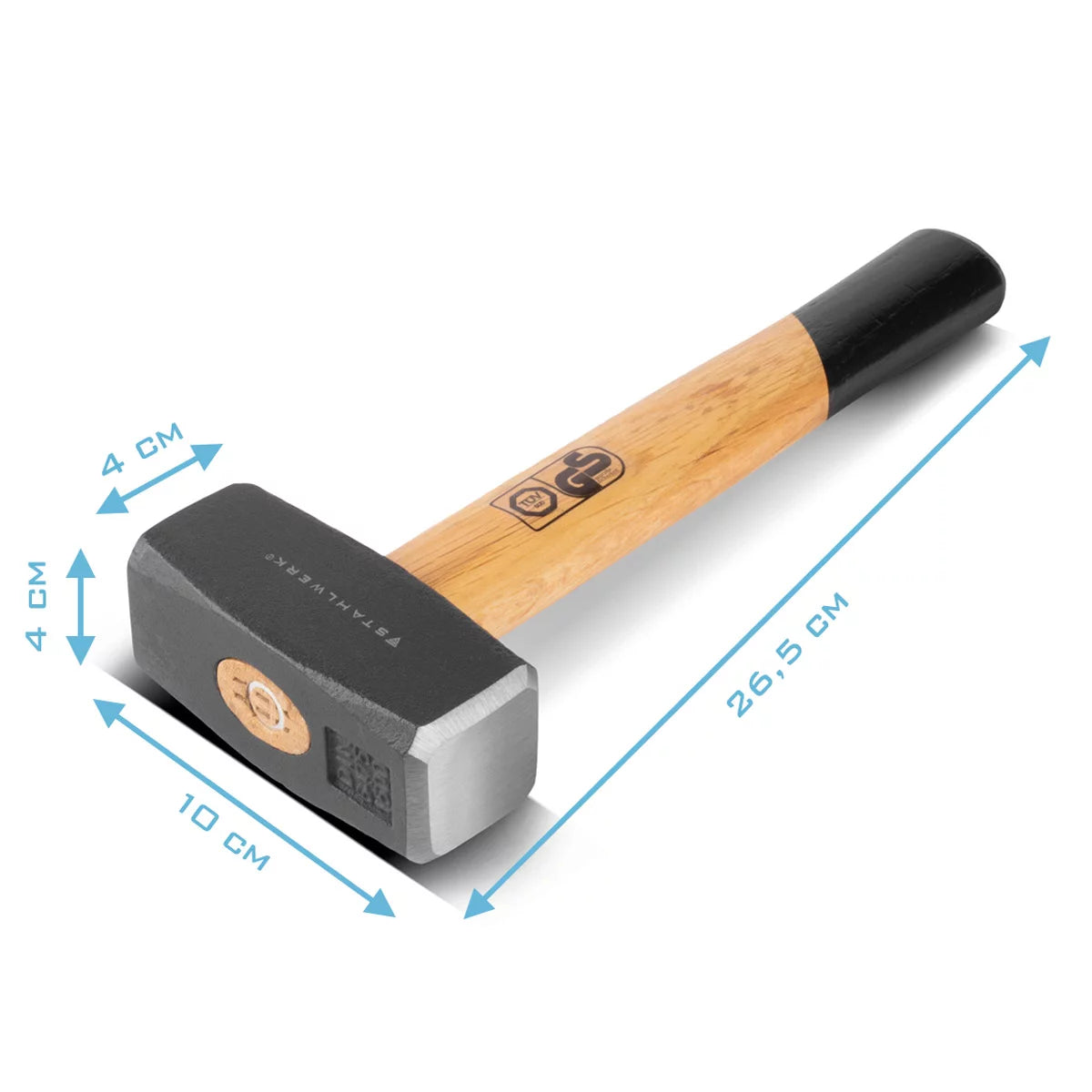 STAHLWERK Fäustel 2er Set mit 1000 g Hammerkopf | Plattenhammer aus gehärtetem und lackiertem Carbon-Stahl | hochwertiger Hammer mit bruchfestem Hartholzstiel | TÜV + GS geprüft