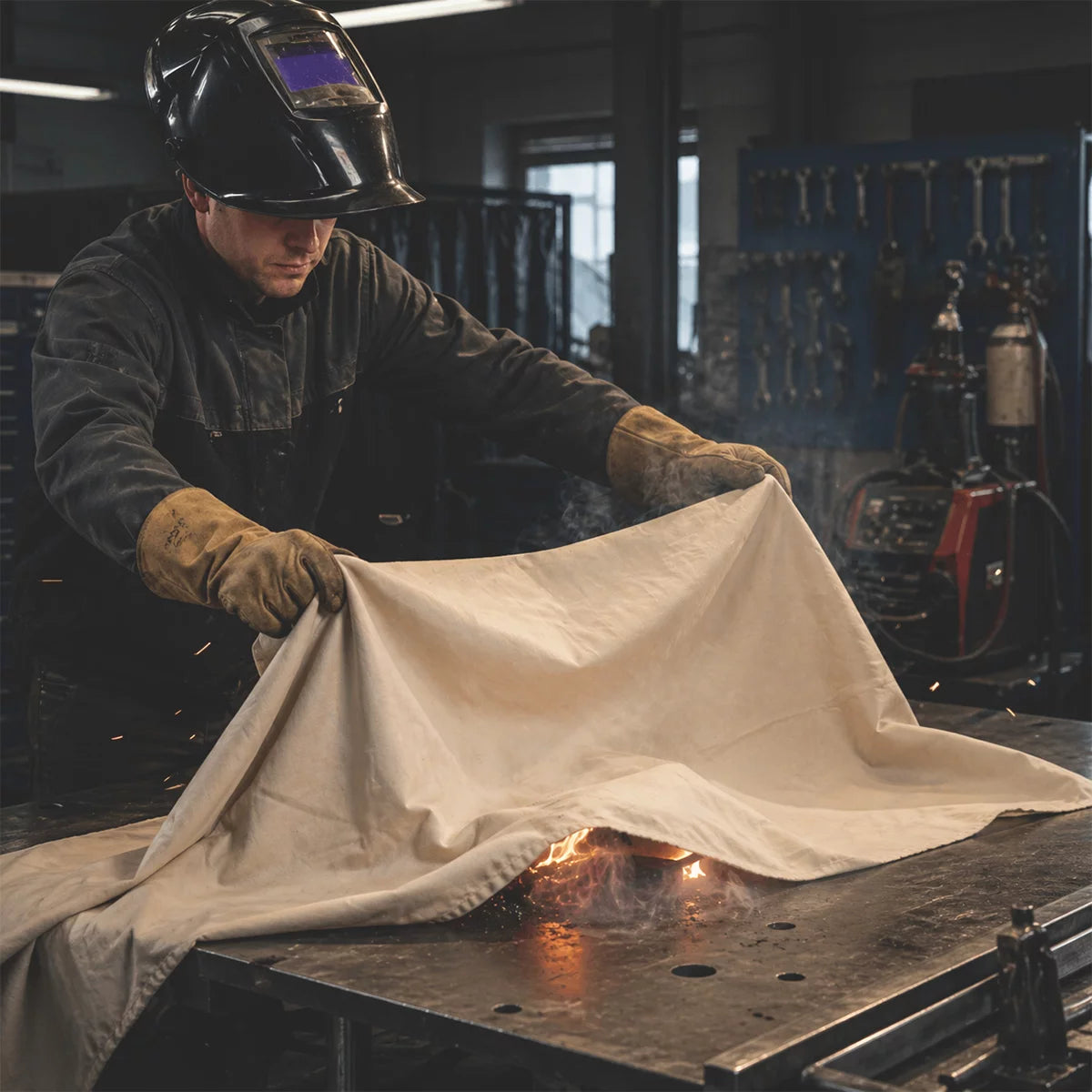 STAHLWERK fire blanket 200 x 100 cm fiberglass DIN EN 1869:2019 fire protection blanket | Fire blanket | Fire blanket | Extinguishing mat | Emergency blanket | Welder's blanket