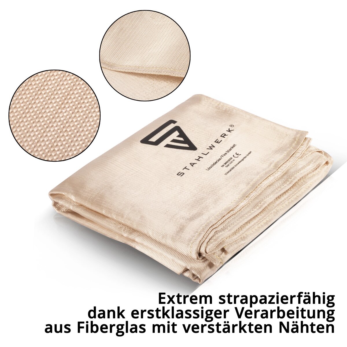 Couverture anti-feu STAHLWERK 200 x 200 cm en fibre de verre DIN EN 1869:2019 couverture coupe-feu | Couverture anti-feu | Couverture anti-feu | Tapis d'extinction | Couverture de soudeur | Couverture d'urgence