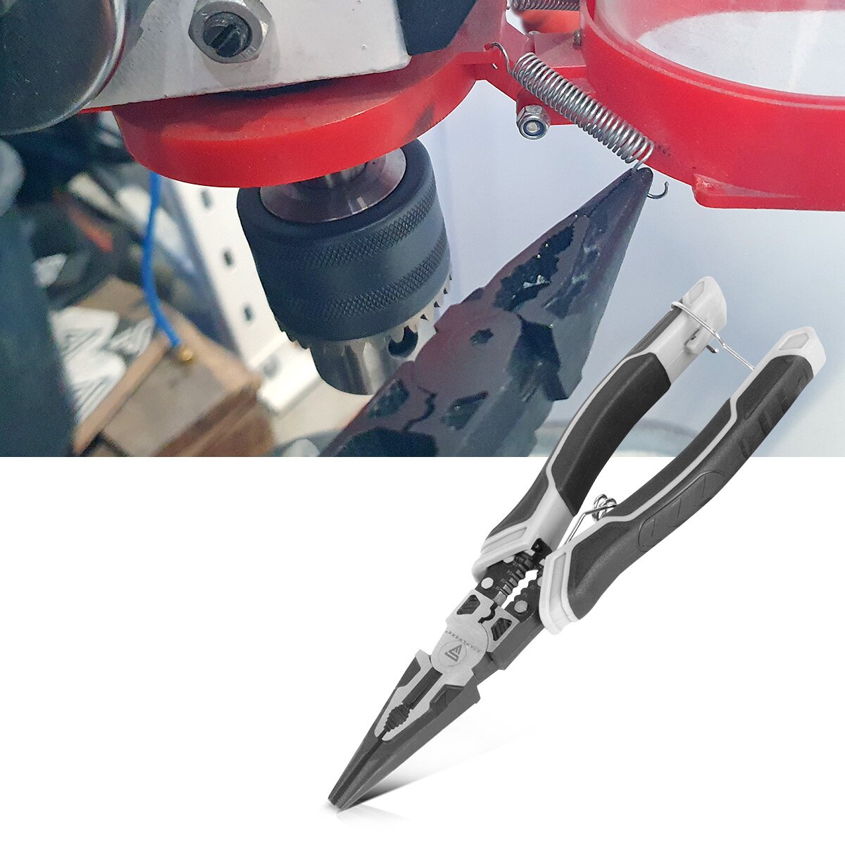 Alicates de punta fina STAHLWERK | Alicates combinados | Alicates multifuncionales | Alicates de punta fina | Alicates de punta plana | Cortadores laterales | Pelacables | Alicates para engarzar fabricados en cromo vanadio de alta calidad.