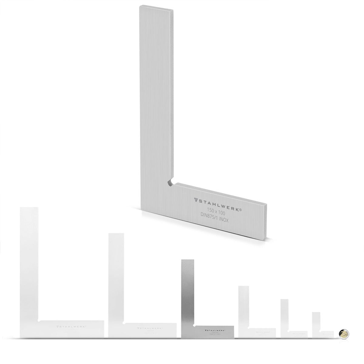 Angolo piatto STAHLWERK 90° 150 x 100 mm DIN 875/1 angolo di controllo / angolo da fabbro / angolo di arresto / angolo di precisione in acciaio inossidabile