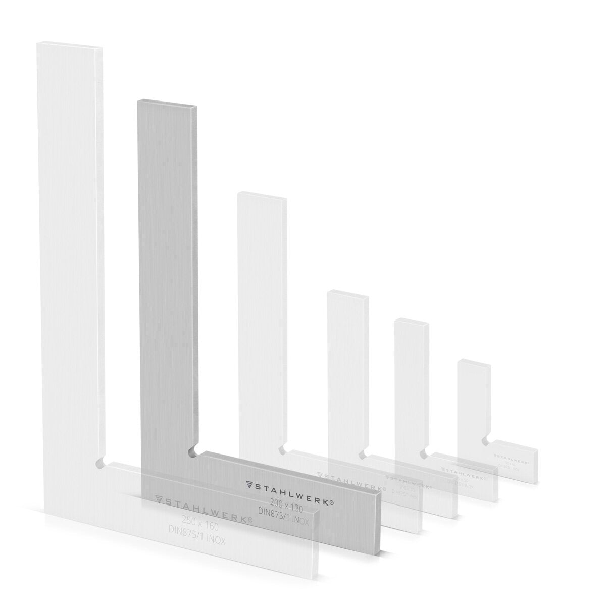 STAHLWERK angle plat 90° 200 x 130 mm DIN 875/1 angle de contrôle / angle de serrurier / angle d'arrêt / angle de précision en acier inoxydable