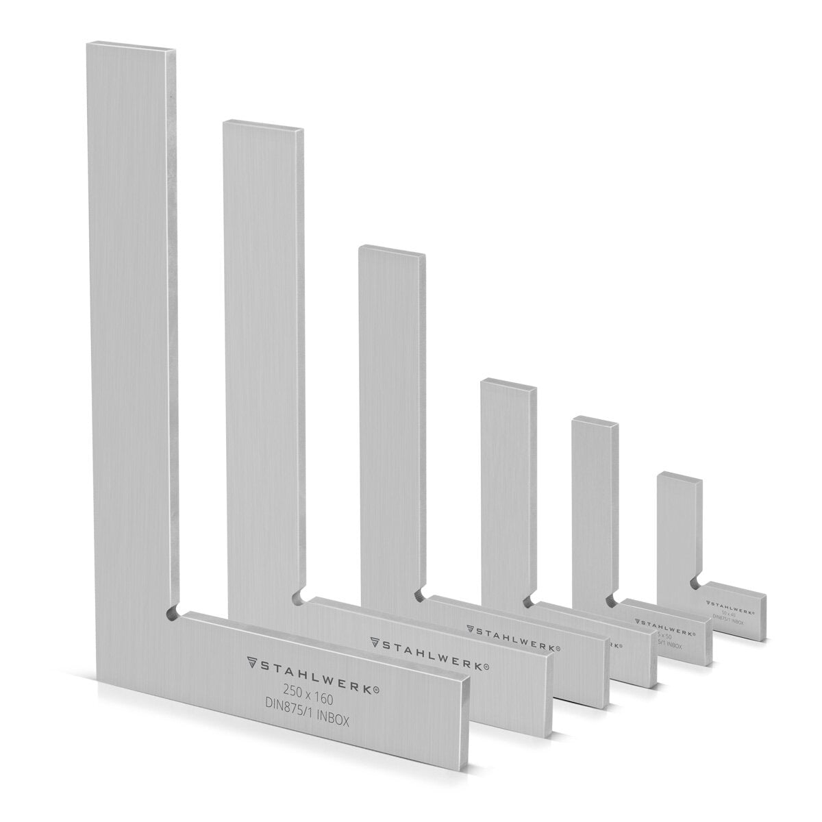 STAHLWERK angolo piatto 90° set da 6 angoli di controllo DIN 875/1 / angolo da fabbro / angolo di battuta / angolo di precisione in acciaio inossidabile