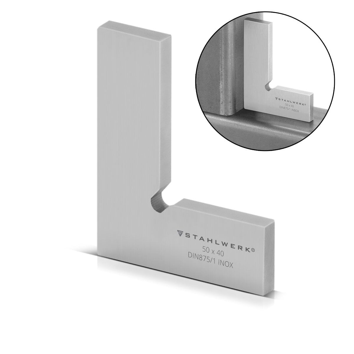 STAHLWERK angolo piatto 90° set da 6 angoli di controllo DIN 875/1 / angolo da fabbro / angolo di battuta / angolo di precisione in acciaio inossidabile