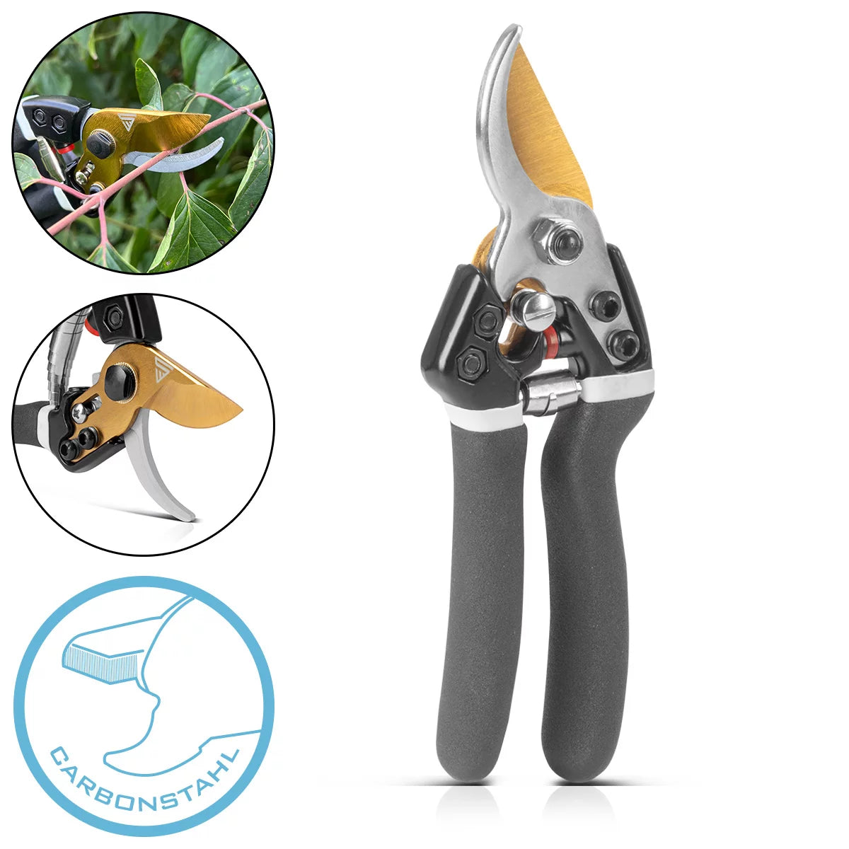 STAHLWERK secateurs made of carbon steel, professional rose scissors Vine shears | Gardening scissors | Bypass scissors | Plant scissors | Flower scissors | pruning shears