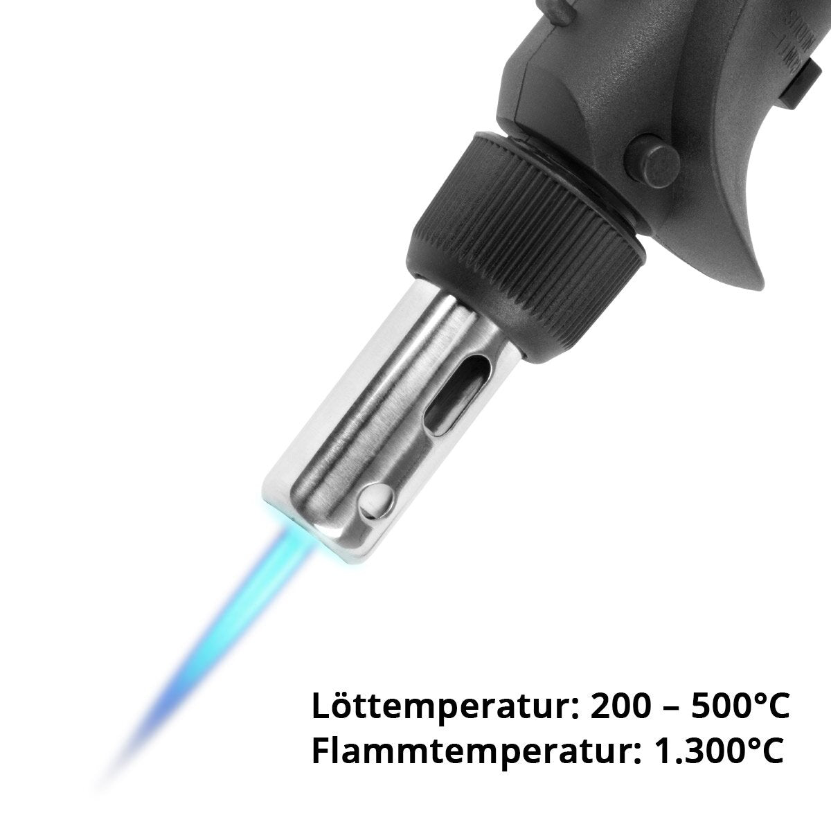 STAHLWERK gas soldering iron GLK-500 ST 10-piece 3-in-1 gas soldering set | Soldering device | Soldering station | Soldering gun with 200 - 500°C soldering temperature and 1,300°C flame nozzle for hot air, fire and soldering work