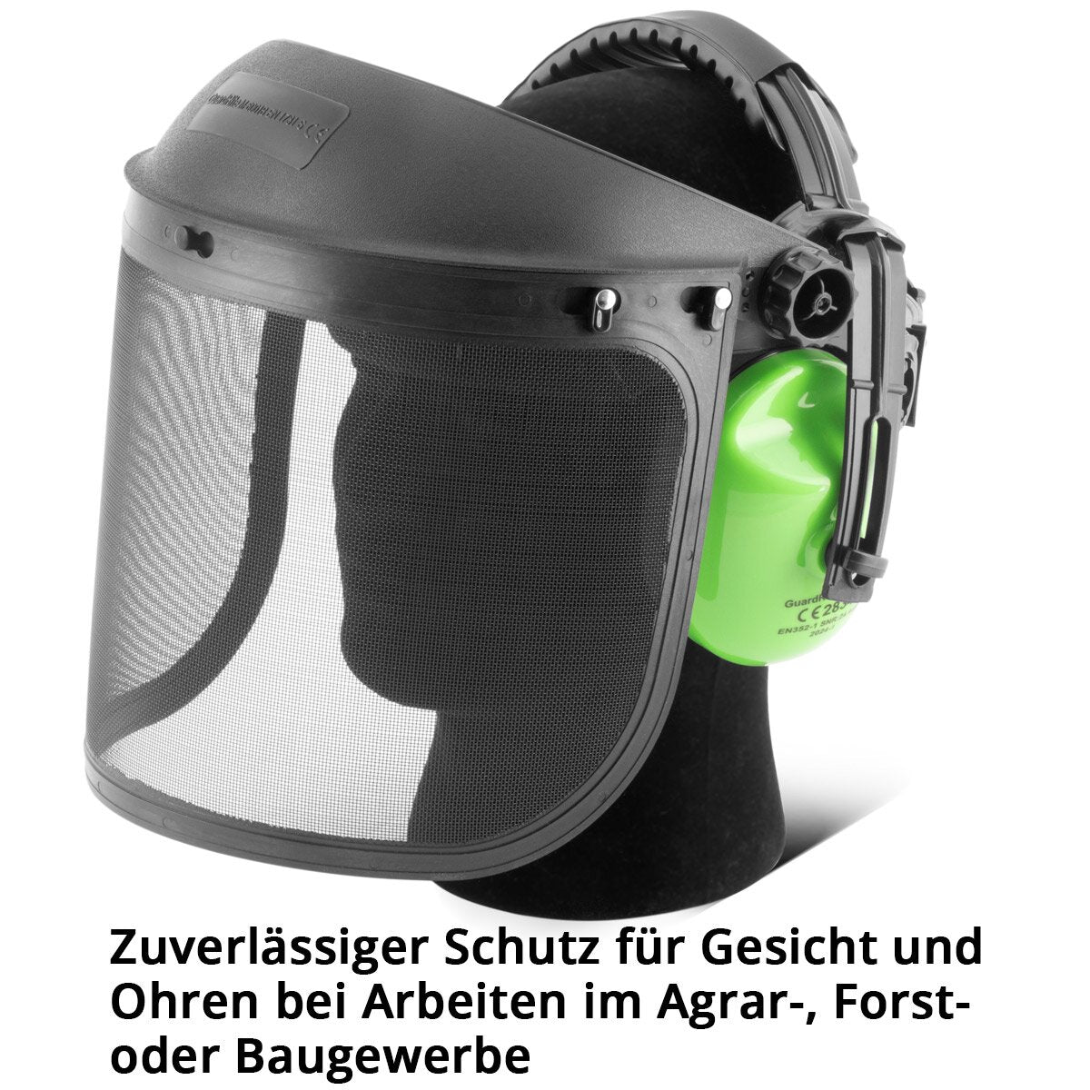 STAHLWERK Gesichts- und Gehörschutz-Kombination EN352 EN1731 Schutzvisier | Forsthelm | Schutzhelm | Augenschutz | Schutzmaske | Kopfschutz | PSA für Agrar-, Forst- und Baugewerbe