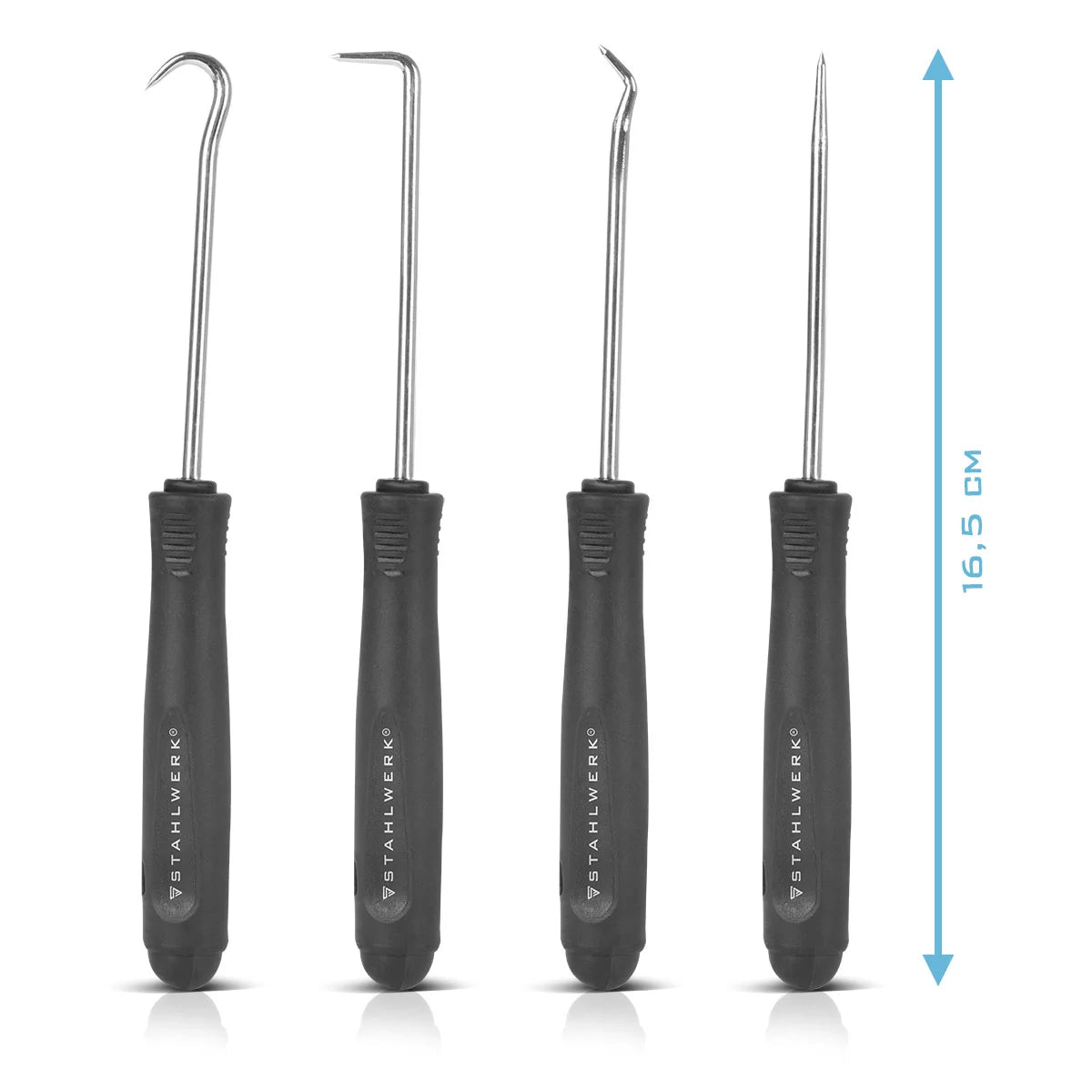 STAHLWERK hook tool set 8 pieces | Hook set | Needle hook | Sealing hook | Pick set | Precision hook | O-ring tool for removing and inserting seal rings