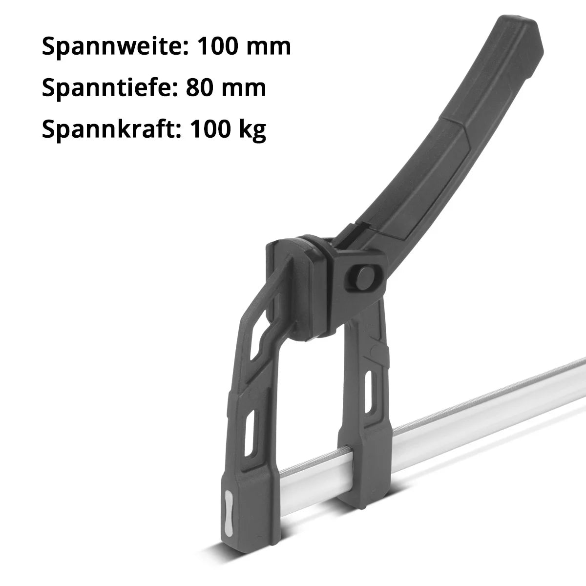 STAHLWERK lever clamp 80x100 mm | powerful clamp with 100 kg pressure force | Toggle clamp for precise fixing of workpieces | stable clamp with a clamping width of 100 mm, clamping depth of 80 mm