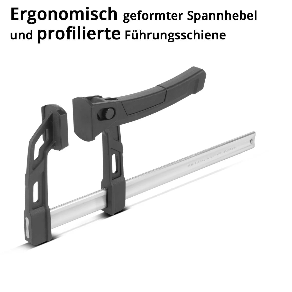 Pince à levier STAHLWERK 80x160 mm | pince puissante avec une force de pression de 100 kg | Sauterelle pour une fixation précise des pièces | pince stable avec une largeur de serrage de 160 mm, profondeur de serrage de 80 mm
