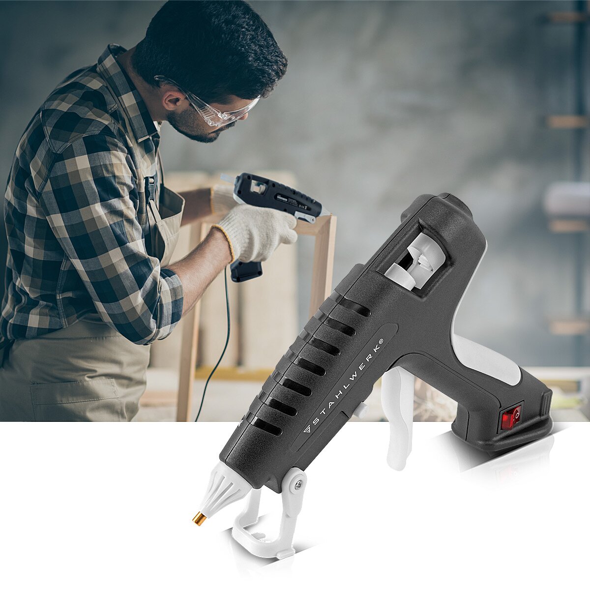 STAHLWERK Heißklebepistole HKP-250 ST Profi-Klebepistole  / Heißkleber / Schmelzklebepistole mit Rückschlagventil und 250 Watt für 11 mm Heißklebestifte