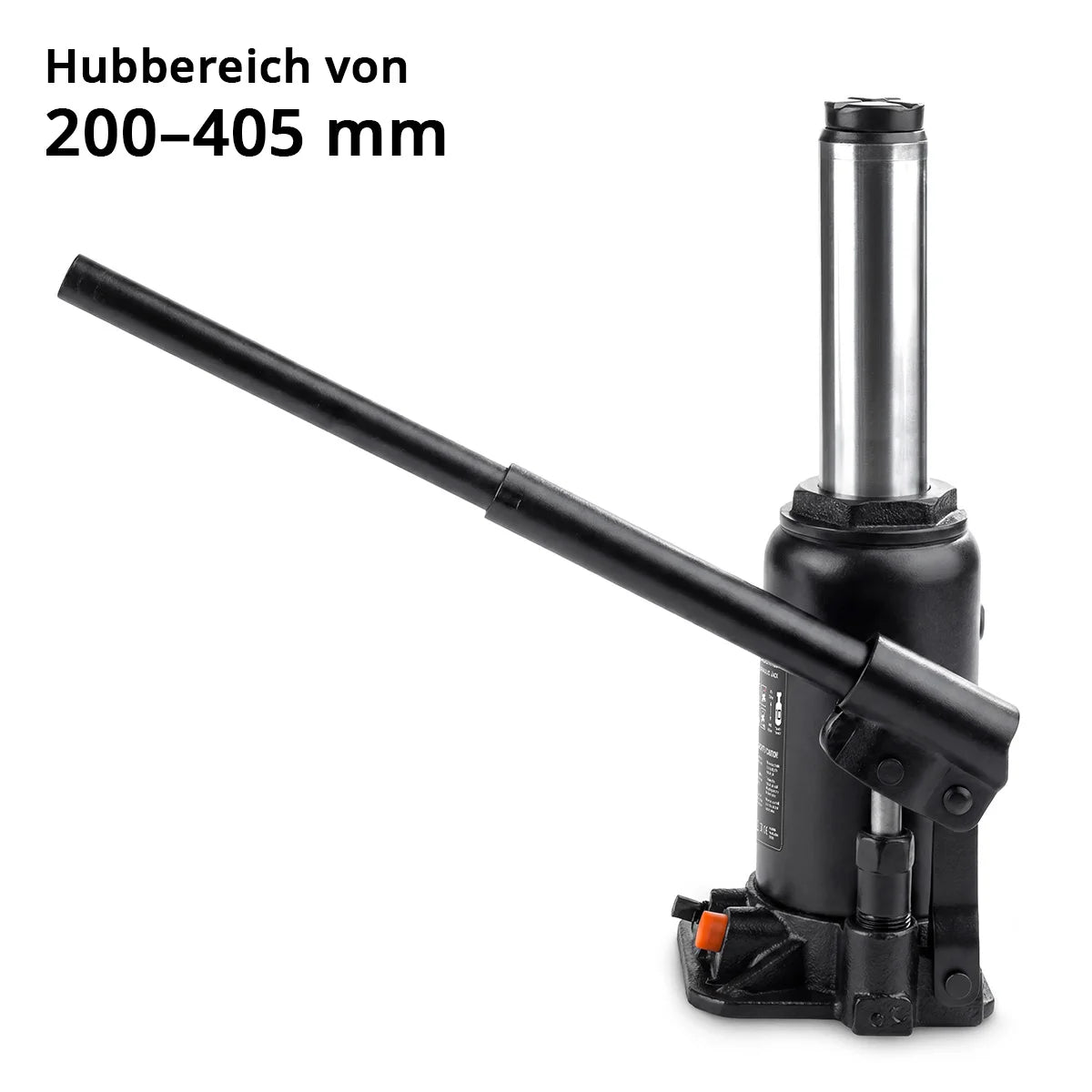 Cric hydraulique STAHLWERK GW1004 avec capacité de charge de 10 t | Plage de course 200 - 405 mm | Prise de tampon compacte | Cric hydraulique | Cric-bouteille stable pour machines, véhicules utilitaires et voitures