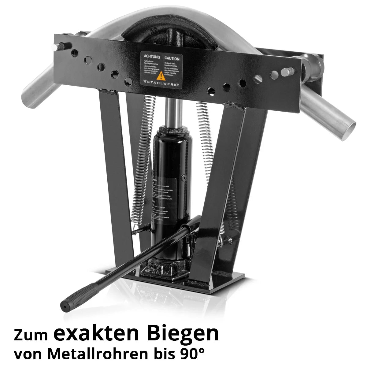 STAHLWERK pipe bending machine up to 90° with 12 t pressing force hydraulic pipe bending device | Pipe bender | Bending machine | Bending device with 6 dies for bending 3-50 mm metal pipes