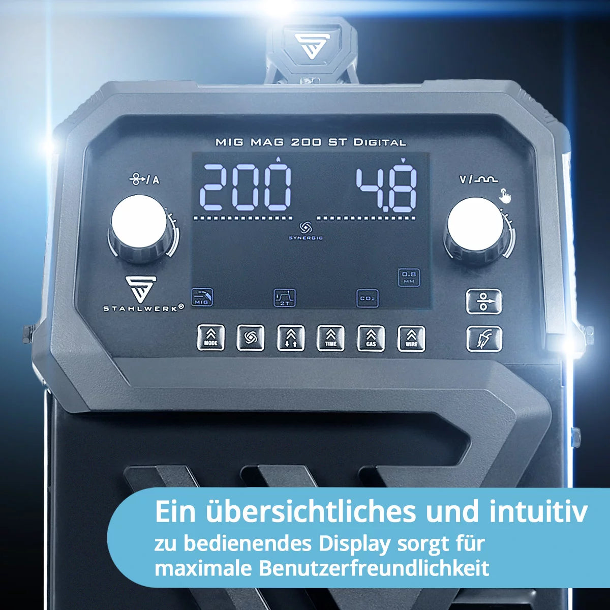 STAHLWERK welding machine MIG MAG 200 ST Digital fully equipped IGBT inert gas welding machine | Inverter with 200 A, spot function, synergic wire feed, FLUX and MMA | ARC function
