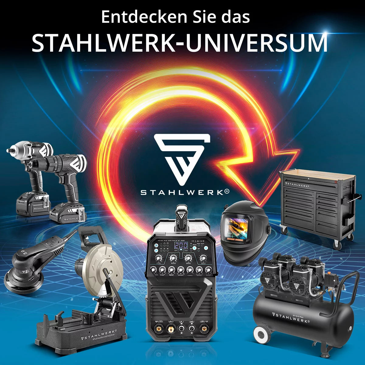STAHLWERK welding machine MIG MAG 200 ST Digital fully equipped IGBT inert gas welding machine | Inverter with 200 A, spot function, synergic wire feed, FLUX and MMA | ARC function