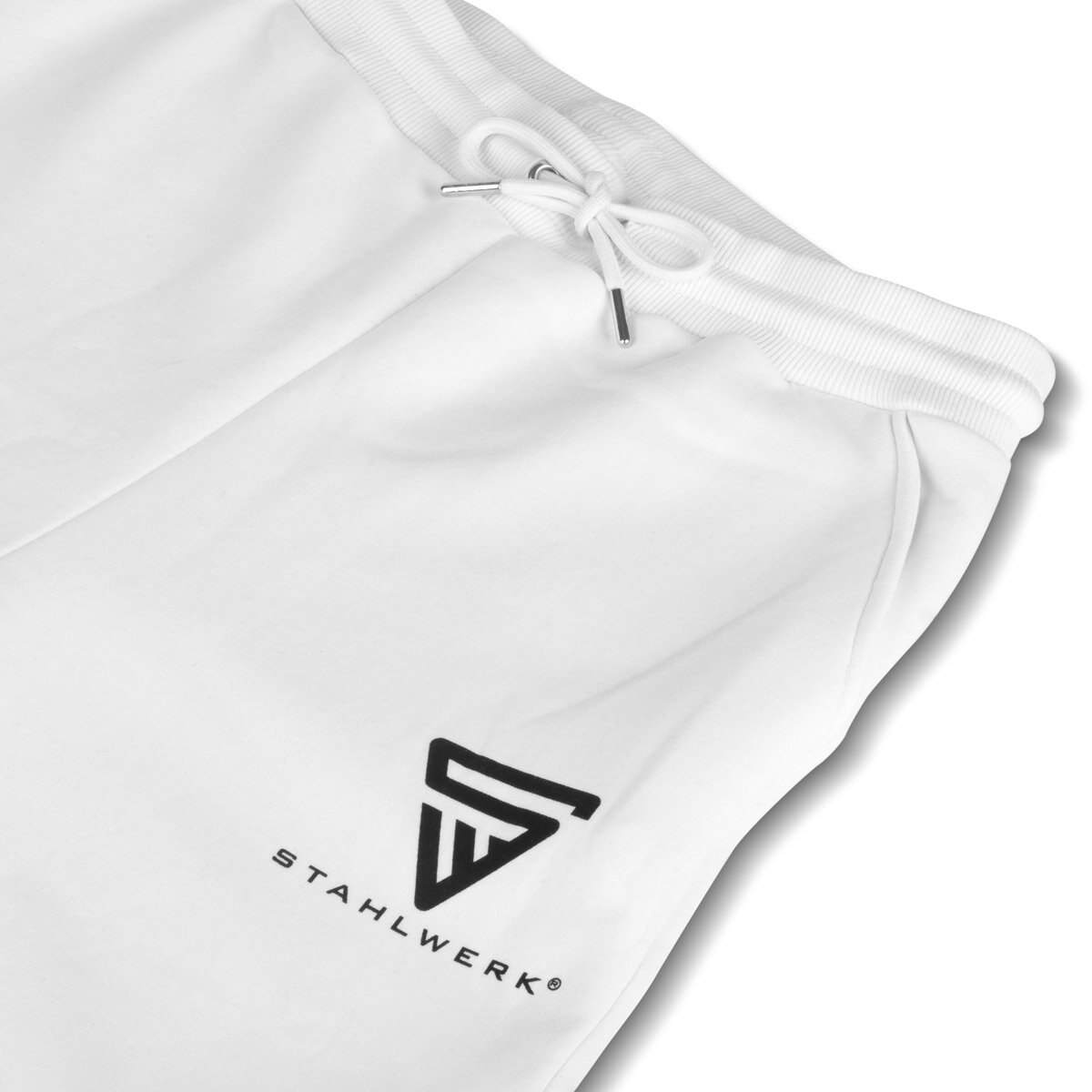 STAHLWERK Jogginghose Weiß Größe XL Sporthose | Jogger | Trainingshose | Sweathose | Sweatpants mit Logo-Print aus 70% Baumwolle und 30% Polyester