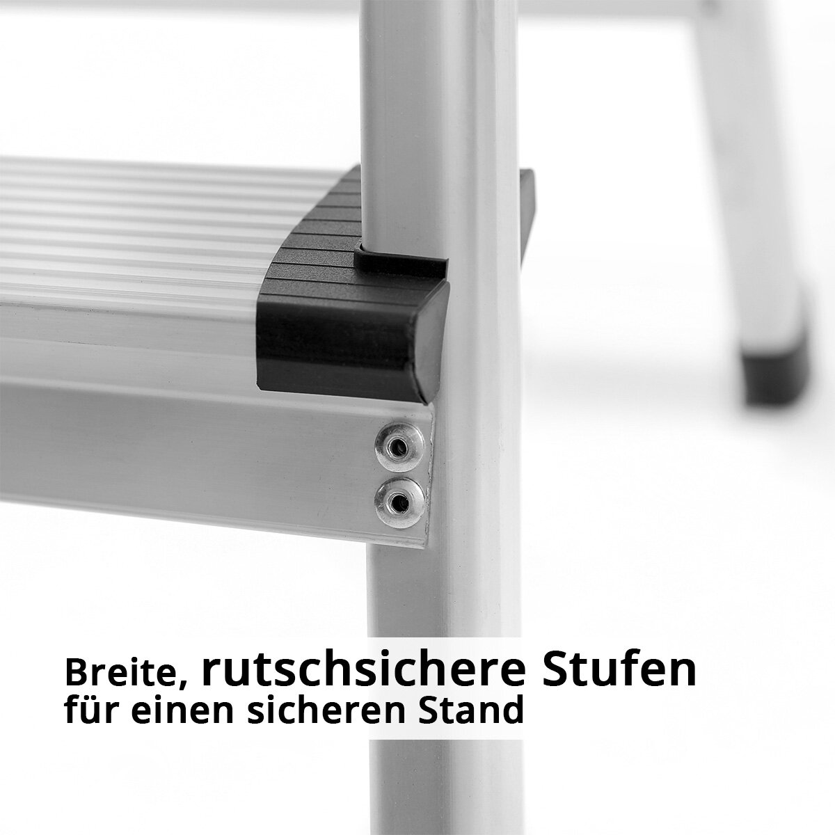 STAHLWERK step ladder TL-22 ST with 150 kg load capacity and 2 steps aluminum ladder | Folding ladder | Folding step | Multi-purpose ladder | Household Manager | Stepladder with non-slip rungs