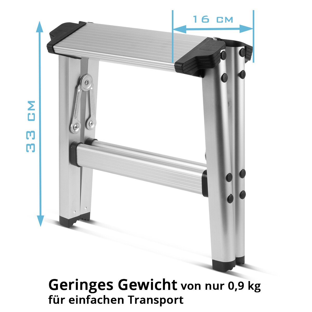 STAHLWERK folding step KT-1 ST with 120 kg load capacity aluminum ladder | Folding ladder | stepladder | stool | Step stool with non-slip step