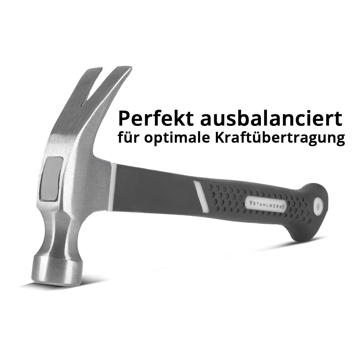 STAHLWERK Klauenhammer 570 g Zimmermannshammer aus geschmiedetem Carbon-Stahl | Latthammer mit rutschsicherem Fiberglas-Griff | Dachdeckerhammer | Krallenhammer| Fiberglas-Hammer
