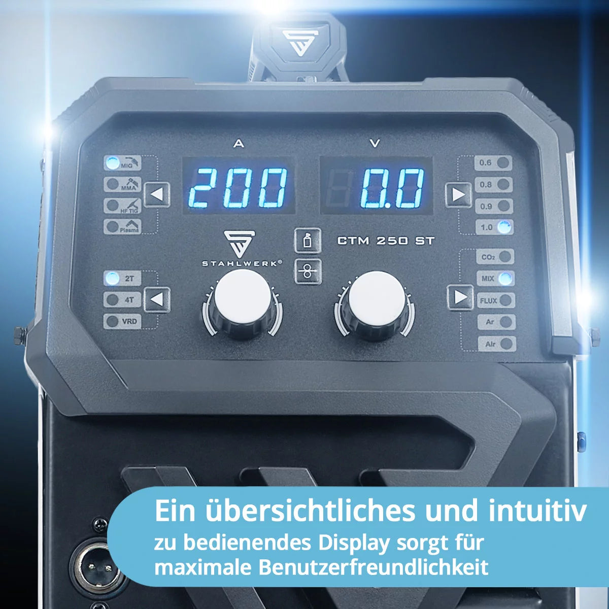 Saldatrice combinata STAHLWERK CTM-250 ST TIG + MIG/MAG + MMA/ARC + CUT/Plasma con funzione plasma da 200 A e 45 A