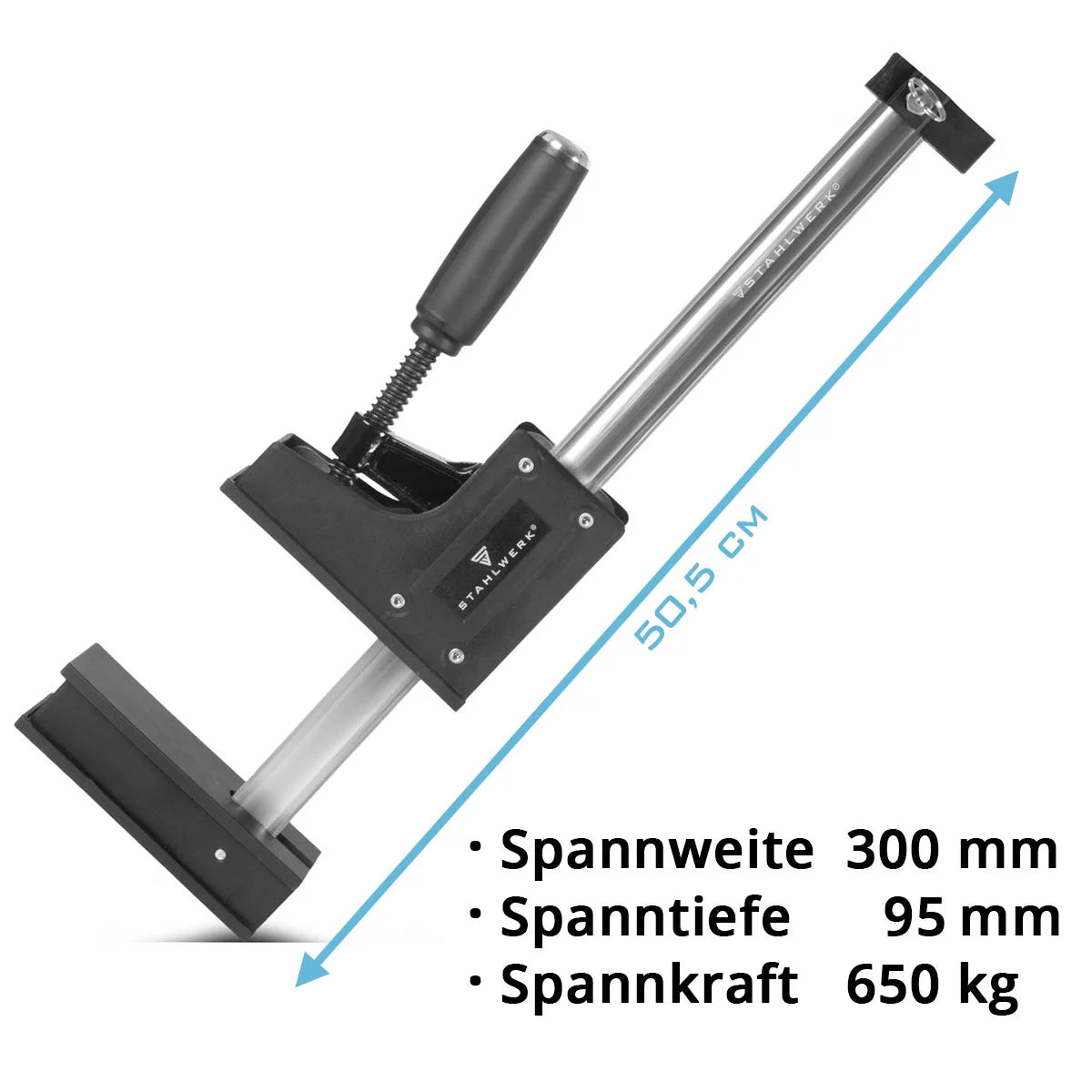 Pince de corps STAHLWERK 95x300 mm / 12" | pince à vis puissante avec une force de serrage de 650 kg | pince avec une grande surface d'appui pour la fixation de pièces | pince stable avec une portée de 300 mm, profondeur de serrage de 95 mm