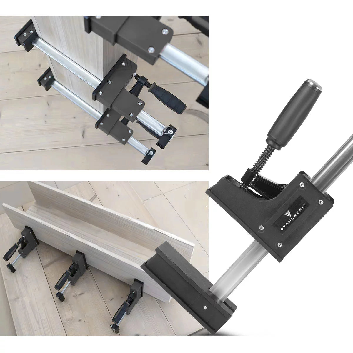 STAHLWERK body clamp 95x600 mm / 24" | powerful screw clamp with 650 kg clamping force | clamp with large contact surface for fixing workpieces | stable clamp with a span of 600 mm, clamping depth of 95 mm