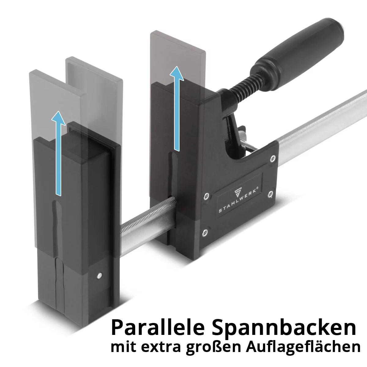 STAHLWERK body clamp 95x800 mm / 32" | powerful screw clamp with 650 kg clamping force | clamp with large contact surface for fixing workpieces | stable clamp with a span of 800 mm, clamping depth of 95 mm